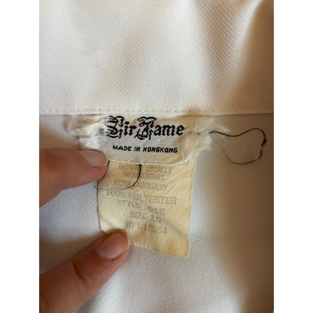Vintage Sir James 70s White Polyester Kite Embroidery Pant Suit Set Womens 10